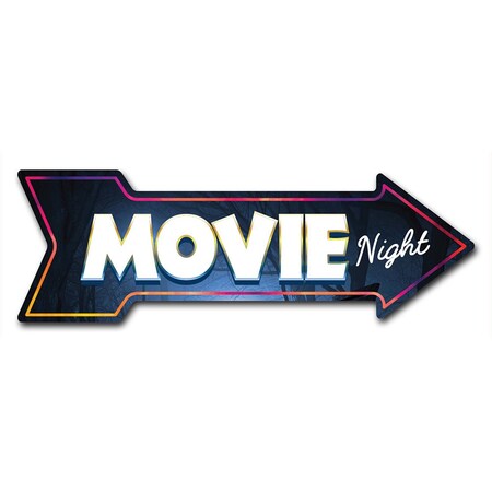 Signmission Movie Night Arrow Decal Funny Home Decor 30in Wide D-A-10-999725